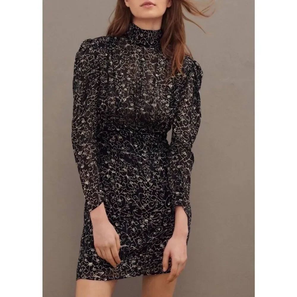 Ba&sh Acia Metallic Mini Dress Sz Small